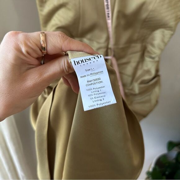 House of CB Natalya Olive Satin Corset Midi Dress - Picture 9 of 11